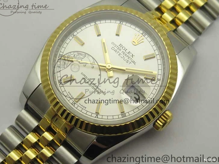 MiroTime 0519 DateJust 36 SS YG 126233 ARF 1:1 Best Edition Silver Dial Stick Markers on SS YG Jubilee Bracelet SH Elegant 3430